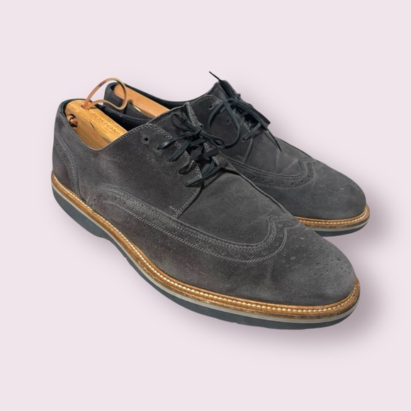 FERRAGAMO Fuerte Suede Oxford Brogues Size 9.5 - Picture 1 of 7